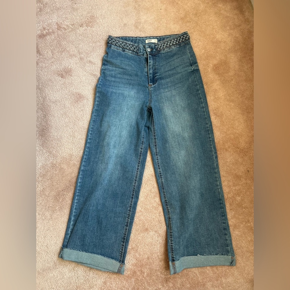 OAT New York Women’s 8/29 Braided Waist Wide Leg Denim Jeans